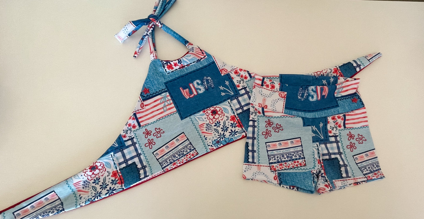 2T Fay halter Top W/Biker Shorts